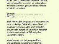 Taxi Zettel