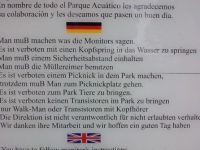 Spanische Verhaltensregeln auf Deutsch